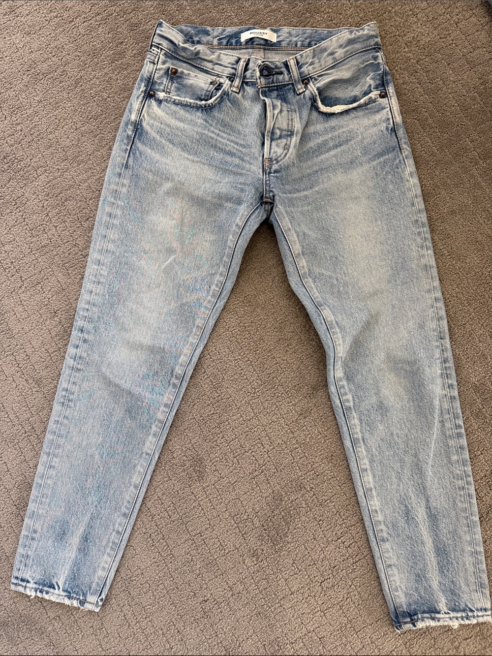 Moussy Light Blue Cropped Ankle Jeans